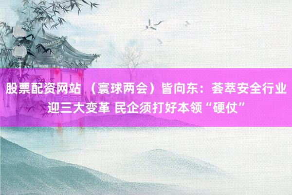 股票配资网站 (寰球两会)皆向东:荟萃安全行业迎三大变革 民企须打好本领“硬仗”