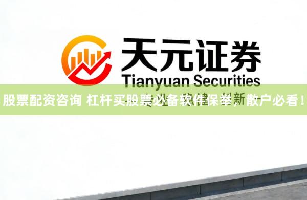 股票配资咨询 杠杆买股票必备软件保举，散户必看！