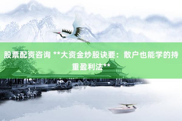 股票配资咨询 **大资金炒股诀要：散户也能学的持重盈利法**